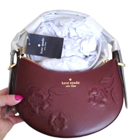 Kate Spade NEW Forest Blooms Dark Merlot Madison Shoulder Bag $359 - Picture 1 of 7